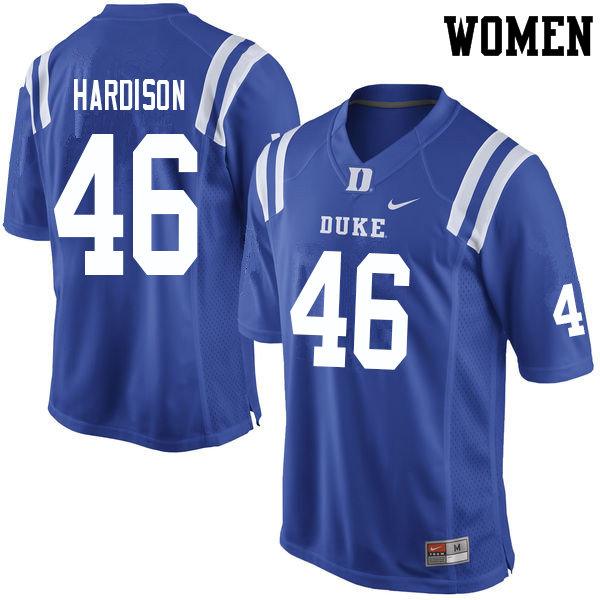 Women #46 Joe Hardison Duke Blue Devils College Football Jerseys Sale-Blue